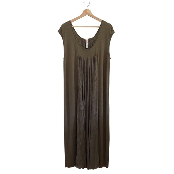 Free People Beach Always Dreamin Linen Blend Cap Sleeve Maxi Dress Army Green XS - Picture 3 of 16